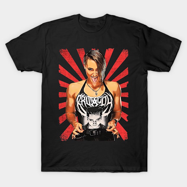 Rhea Ripley Wrestling Vintage Fan Art T-Shirt by Sakonipopart